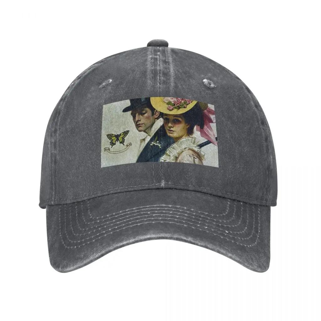 Victorian Unisex and Women Taking a Stroll Vintage Fashion Art Baseball Cap Trucker Cap Sun Hat Unisex Luxury Brand Womens