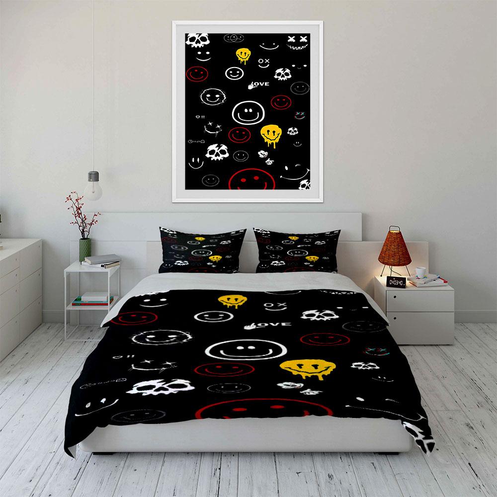 "Edgy smiles, playful chaos" Bedding sets Duvet covers Pillowcases(1* Duvet Cover 2* Pillowcases without duvet insert)