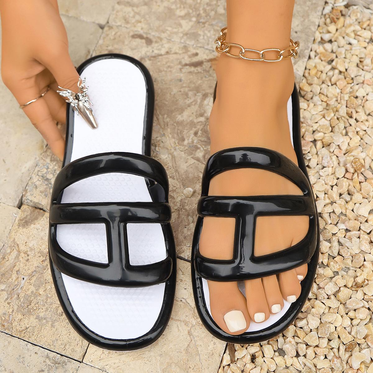 

Женские тапочки Простые черные плоские туфли Женская домашняя обувь для помещений 41