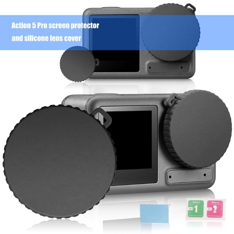 Full Protections Including Tempered Glass Screen Protectors Flexible Camera Lens Caps Durability Housing for Action 5Pro