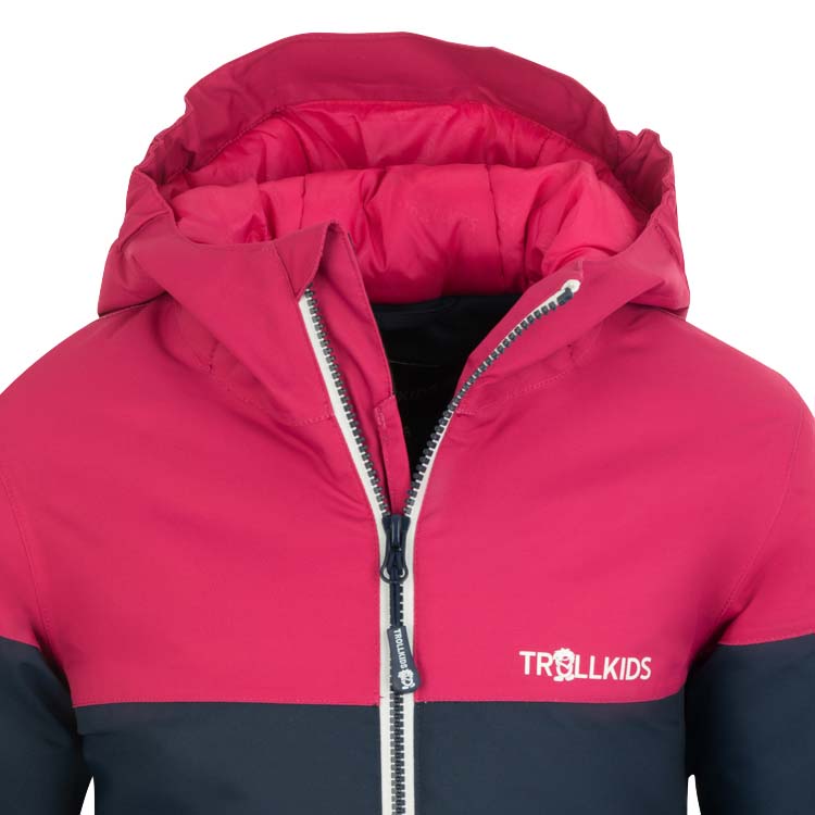 Kurtka z kapturem dziewczęca Trollkids Girls Hallingdal Jacket z kapturem granatowa/różowa (223-114)