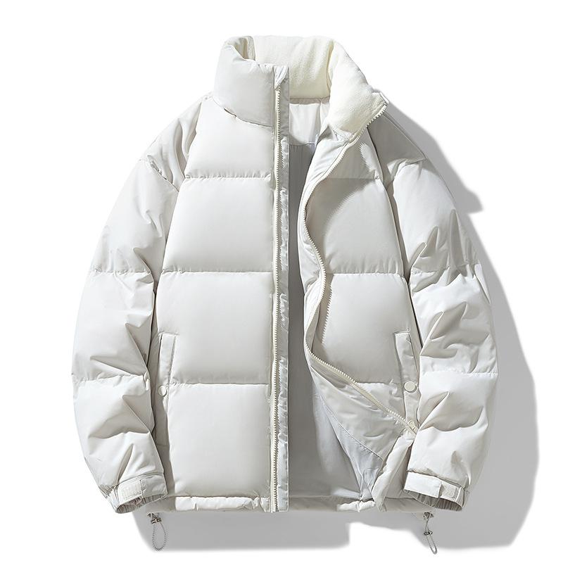 

Men s outdoor solid color down jacket men s stand-up collar winter new couple trend thickened warm jacket men s casual M