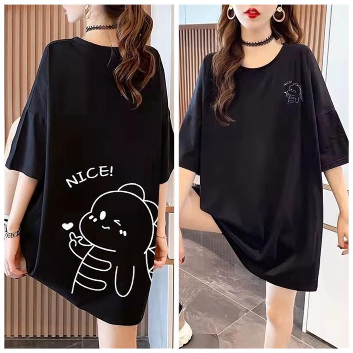 

Женская футболка из чистого хлопка Ort Sve свободного кроя F Sve средней длины летняя новинка в корейском стиле с круглым вырезом 3XL