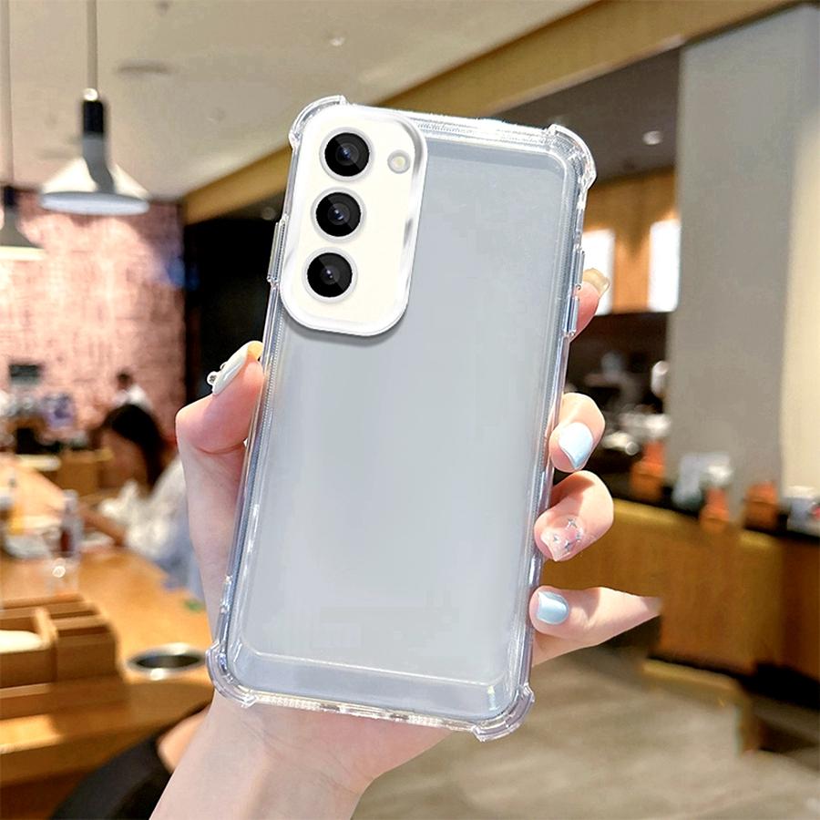 Airbag Shookproof Lens Case For Samsung Galaxy S20 S21 S23 Ultra S24 FE S25 Plus Edge Note 9 10 20 Plating Silicone Clear Cover