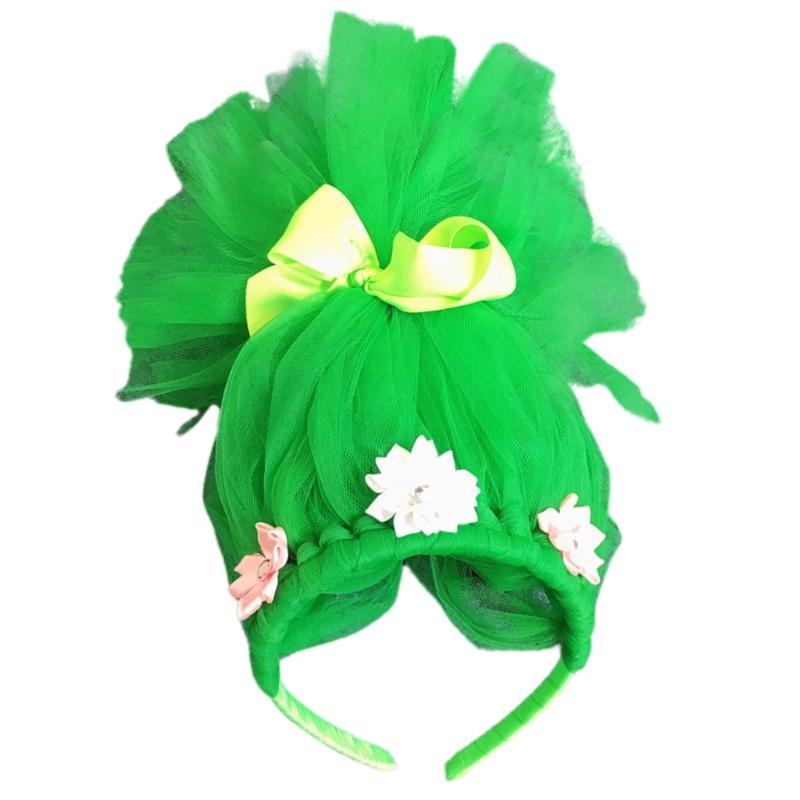 

Children Dressingup Hairband With Bowknot Flower Adjustable Tulle Hairhoop For Christmas Halloween Photography Headpiece зелений