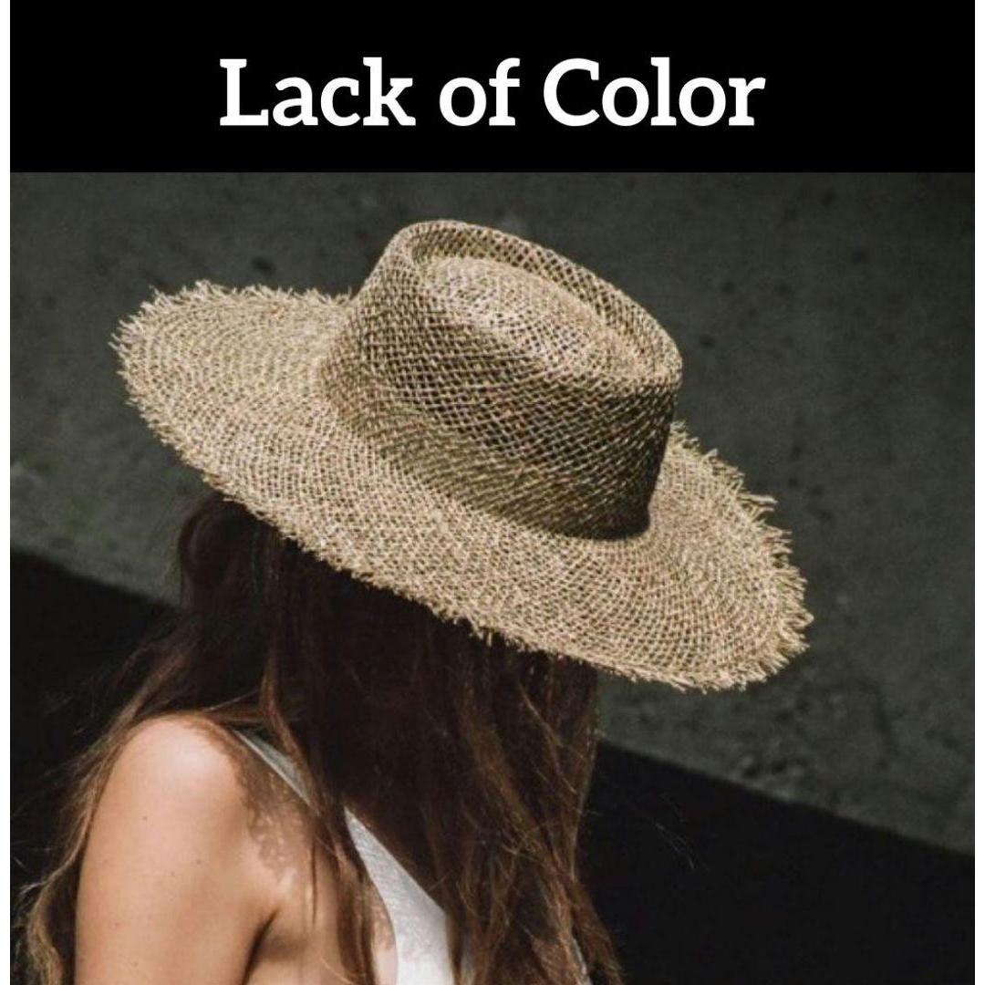 Used Good Condition Lack of Color Beige Straw Hat Bucket Hat Fringe