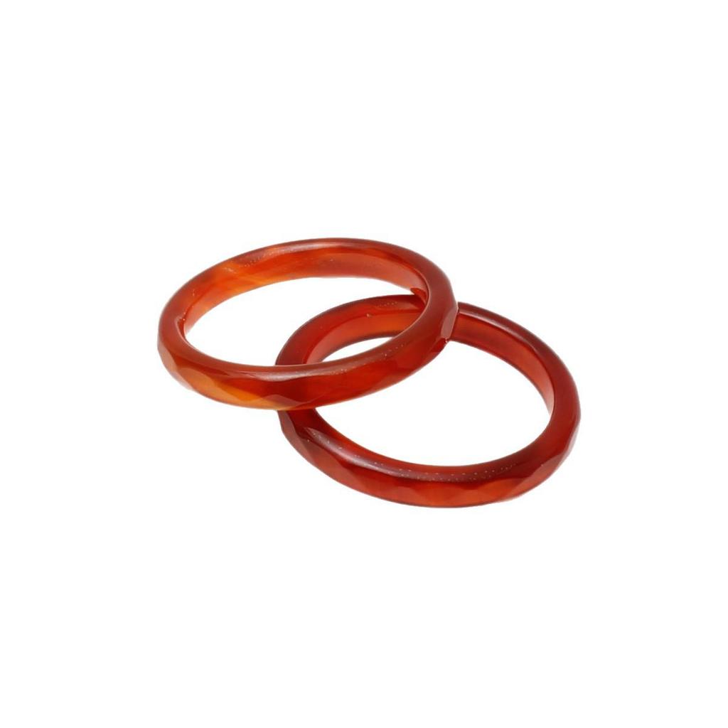 Unisex Brazilian Agate Jade Chalcedony Running Ring Band (18-20MM) - Couple's Finger Accessory.