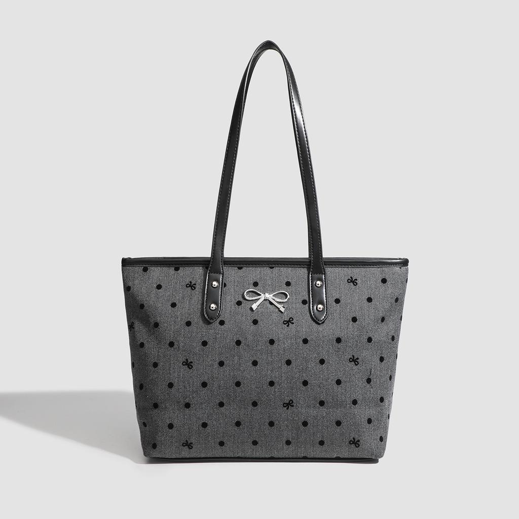 College Canvas Tasche Schleife Achseltasche Lässige Shopping Ein-Schulter Handtasche