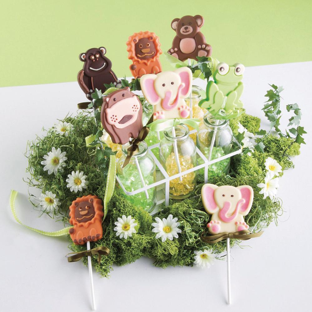 6 Cavity Animal Shaped Lollipop Silicone Mold DIY Chocolate Fondant Mould Cake Decorating Tools