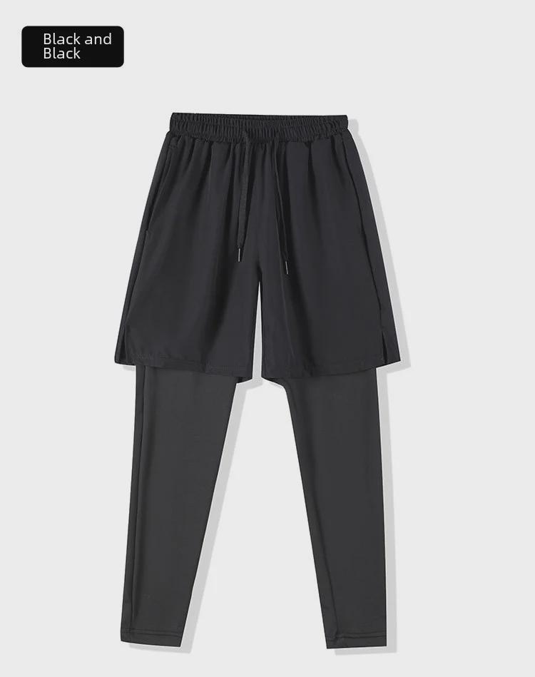Men's Double-Layer Quick-Dry Sports Trousers: Elastic Fitness & Running Basketball Pants