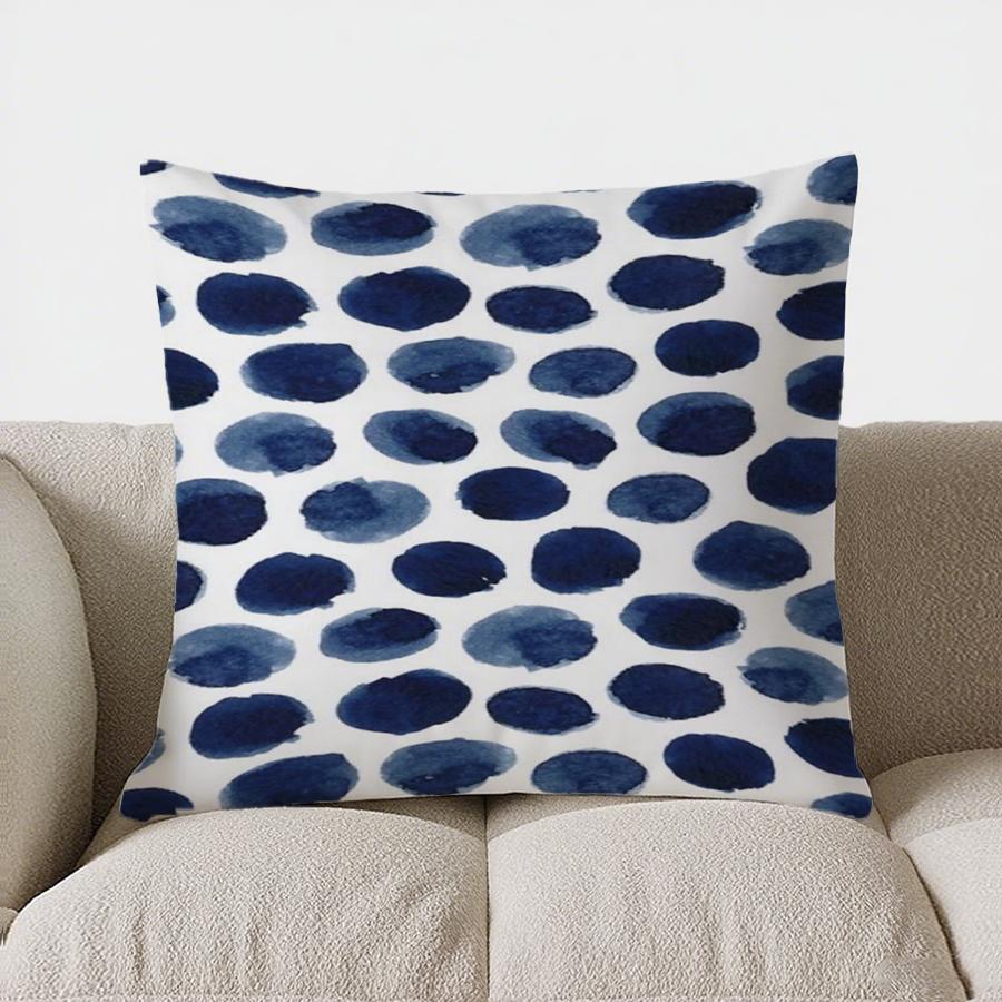 Home Decor Blue Watercolor Dots Pillow Cover Pattern Cushion Cover Suitable for Sofa Bedroom Car Pillow Cover