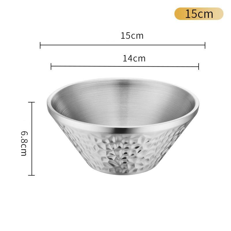 Creative Korean Stainless Steel Ramen Noodle Bowl Tableware for Salad Fruit Mixing Bowls Double Layer Heat insulation