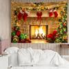 1pc Christmas Decoration Tapestry Christmas Fireplace Christmas Tree Tapestry Christmas Shooting Background Cloth Tapestry