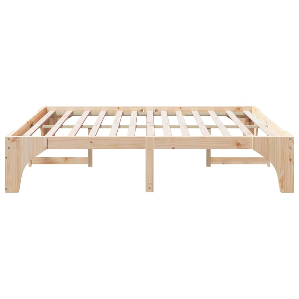 Brown Bed Frame 180 x 200 cm Solid Pine Wood