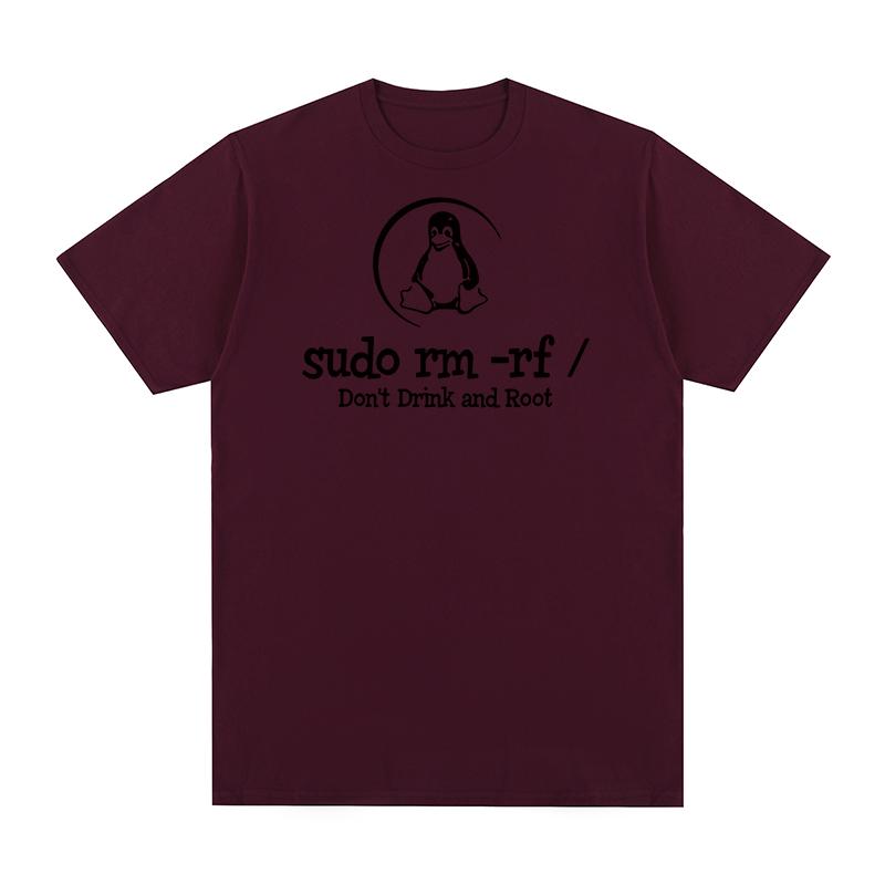 Linux Drink Root Sudo Rm Rf Funny Vintage Tshirt Programmer Programming Coding Coder Unisex T Shirt New Tee Tshirt Unisex Tops