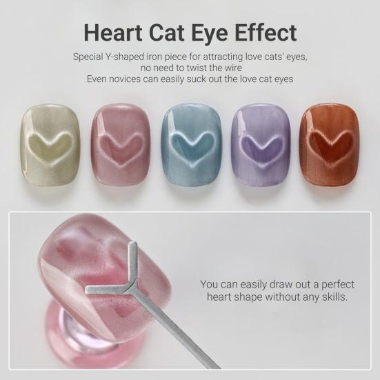 5 Sets Cat Eyes Nail Magnet Gel Nail Polish Magnet Stick Y-Shaped Guide Home Salon Women Cat Eyes Magnetic Nail Art Manicure Tools Accessories