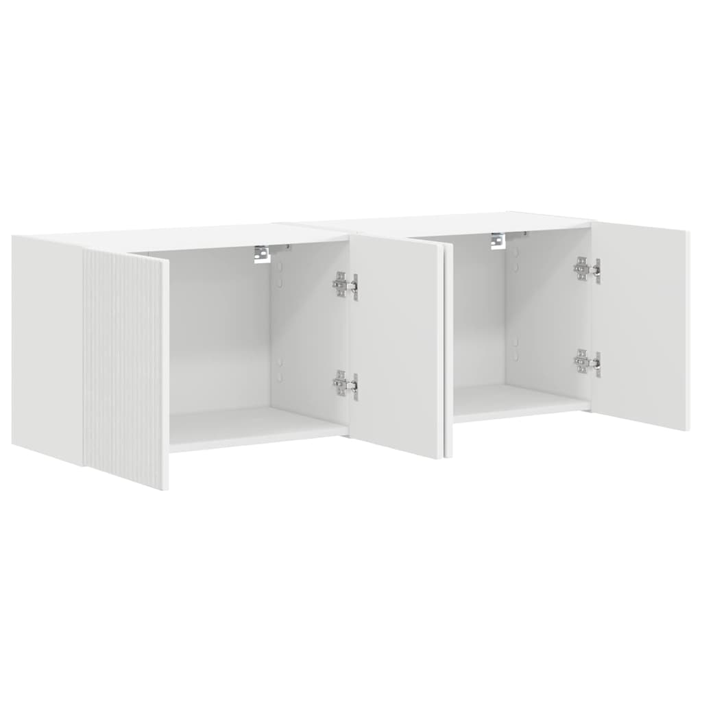 Wall Mounted TV Cabinet Set (2 pcs) White 59.5 x 31 x 40 cm Particleboard