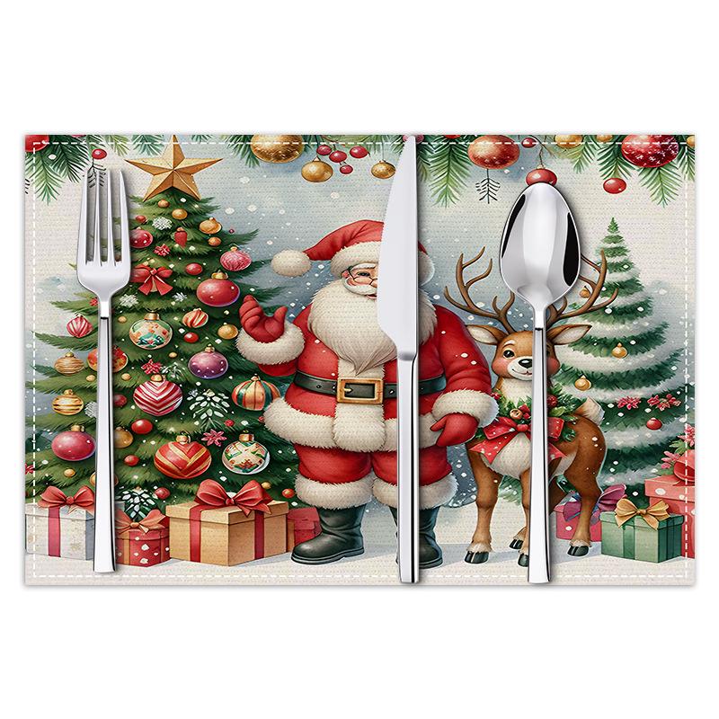 Festive Christmas Table Mat: Heat-Resistant Decorative Placemat for Dining 30x45cm (Linen)
