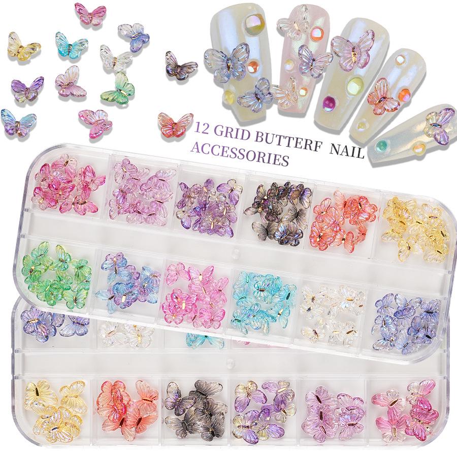 

Iridescent 3D Butterfly Resin Nail Art Rhinestone Set