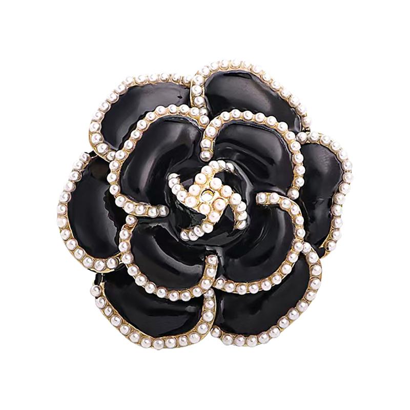 Rhinestone Camellia Brooches For Women Unisex Enamel Flower Design Plant Pins Office Party Friend Gifts Jewelry Accessories