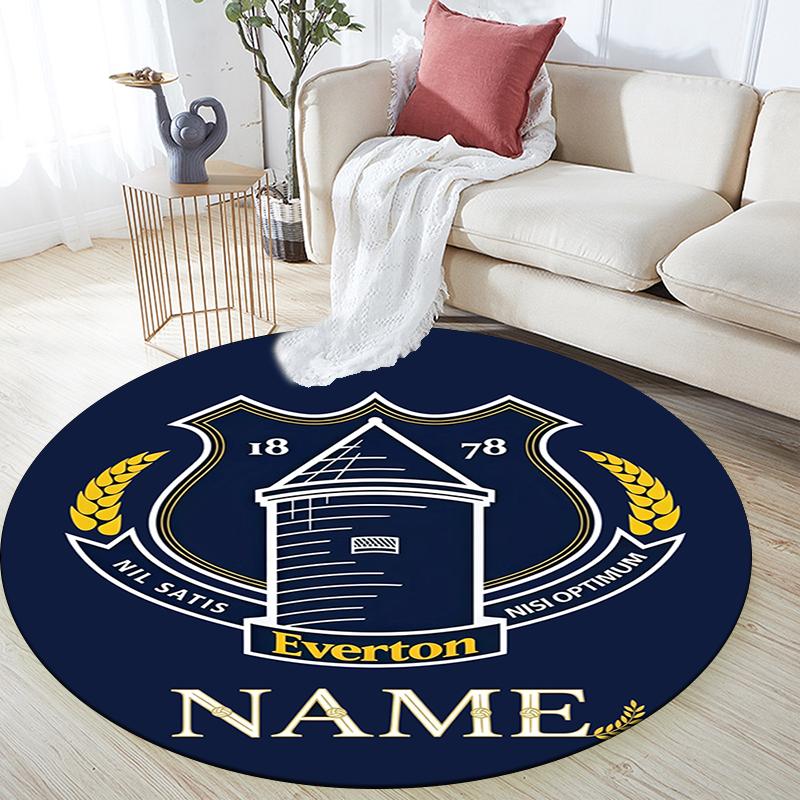 Custom Name,Everton FC pattern round rug,Carpet Rug for Living Room Bedroom Playroom ,Non-slip Floor Mat,Holiday Gifts and Birthday Gifts.