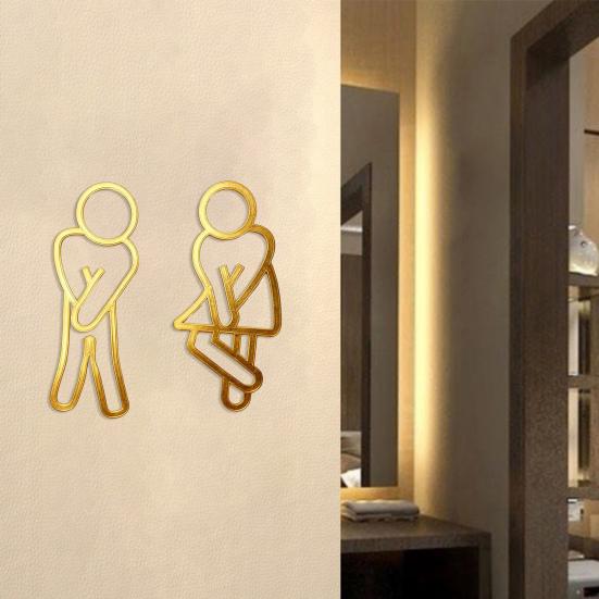 Men Women Bathroom Sign 2D Acrylic Restroom Door Sign Business Restaurant Office Hotel Washroom Wall Gender Identification Signage