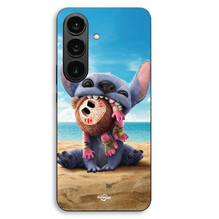 Coque de téléphone - MANIACASE - Samsung Galaxy S26 - Silicone TPU - Noir - Stitch et Moana Kakamora