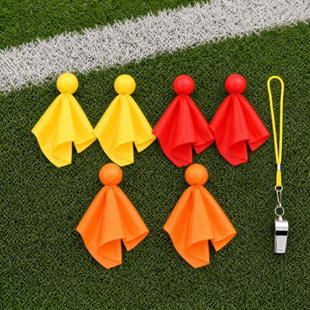6 Pieces Referee Penalty Flag with Whistle Long-Lasting for Referees, Coaches