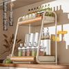 Double-Layer Seasoning Stand Solid Wood Kitchen Organizer Condiment Storage  Home Rack