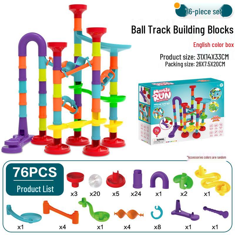 Interchangeable Marble Run Maze Building Set: Cross-Border Catapult Adventure