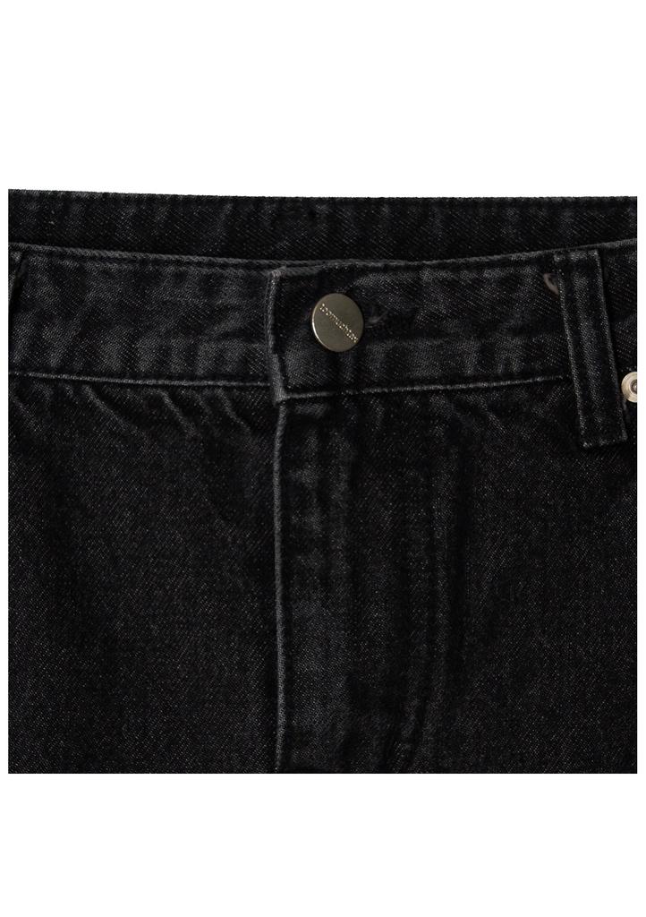 Too Much Tax Denim Mini Skirt (Black)