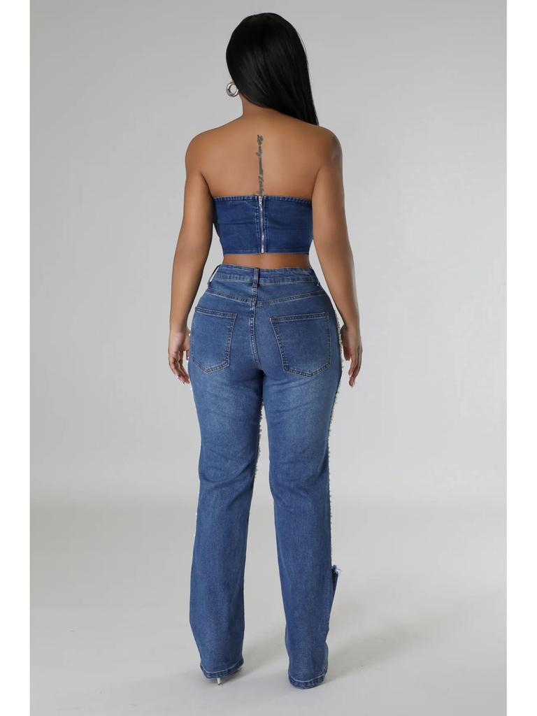 2025 Beaded Ripped Elastic Jeans for Women: Hot Girl Summer Style
