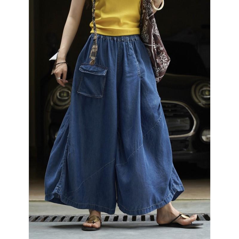 Johnature Summer Japanese Retro Wide-leg Pants Casual Soft Comfortable Trousers For Women