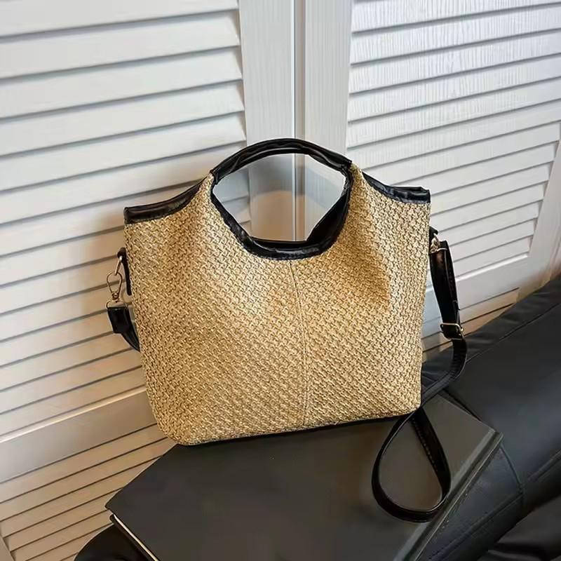 Yogodlns Módní letní slaměné kabelky dámské tašky přes rameno pro každodenní nošení ležérní cestování crossbody taška s horním uchem