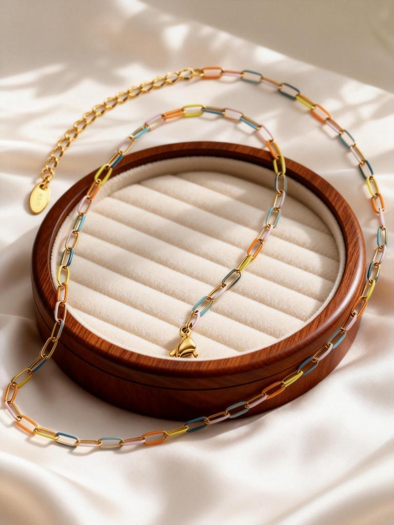 Colorful Link Chain Necklace for Women Adjustable Hip-hop Glazed Necklace Stainless Steel Necklaces Bohemian Jewelry Gift