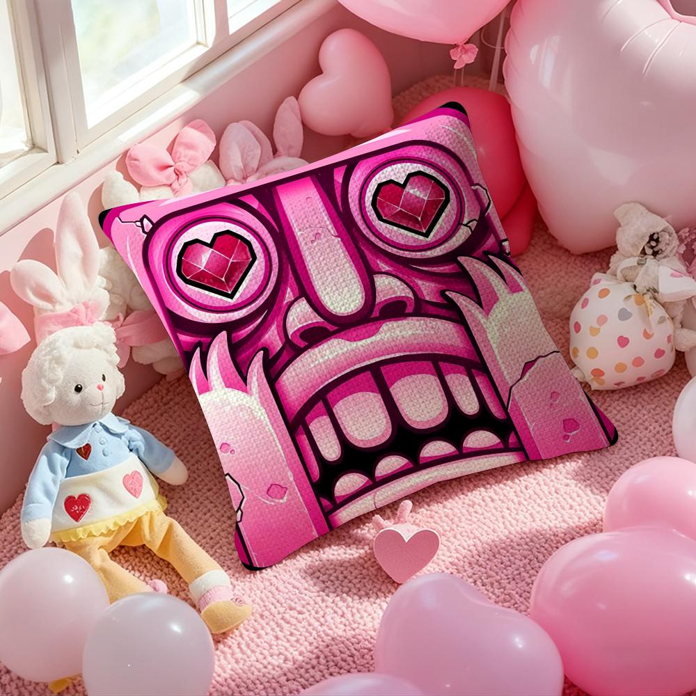 PopParkour Game Temple RunA Pillow Case Antidustmite Pillowcase Invisible Zipper Silky Short Plush Sofa Cushion Cover