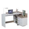 Corner Desk with 3 Drawers - Oak and White Decor - L 128.5 X D 105.7 X H 83.2 Cm - THALES