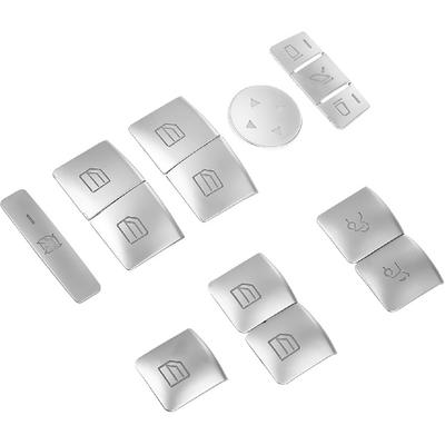 Motoforti Fensterheberschalter Knopf Zierblende Aufkleber, Türarmlehne Fensterheber Schalterabdeckung, für Benz B-Klasse B180 2013-2017, ABS, Chromsilber Ton