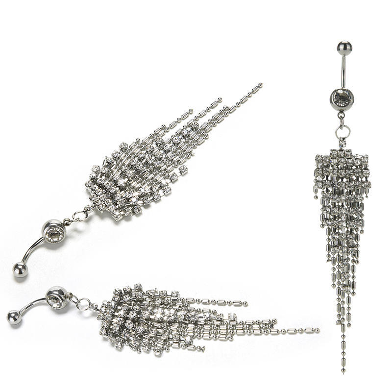 Tassel Navel Dangle Button Belly Ring Bar Body Piercing Jewelry