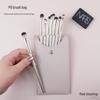 Fangyuanyuan 8-Piece Wooden Handle Eyeshadow & Nose Shadow Brush Set with PU Bag - Soft Bristle Makeup Brushes