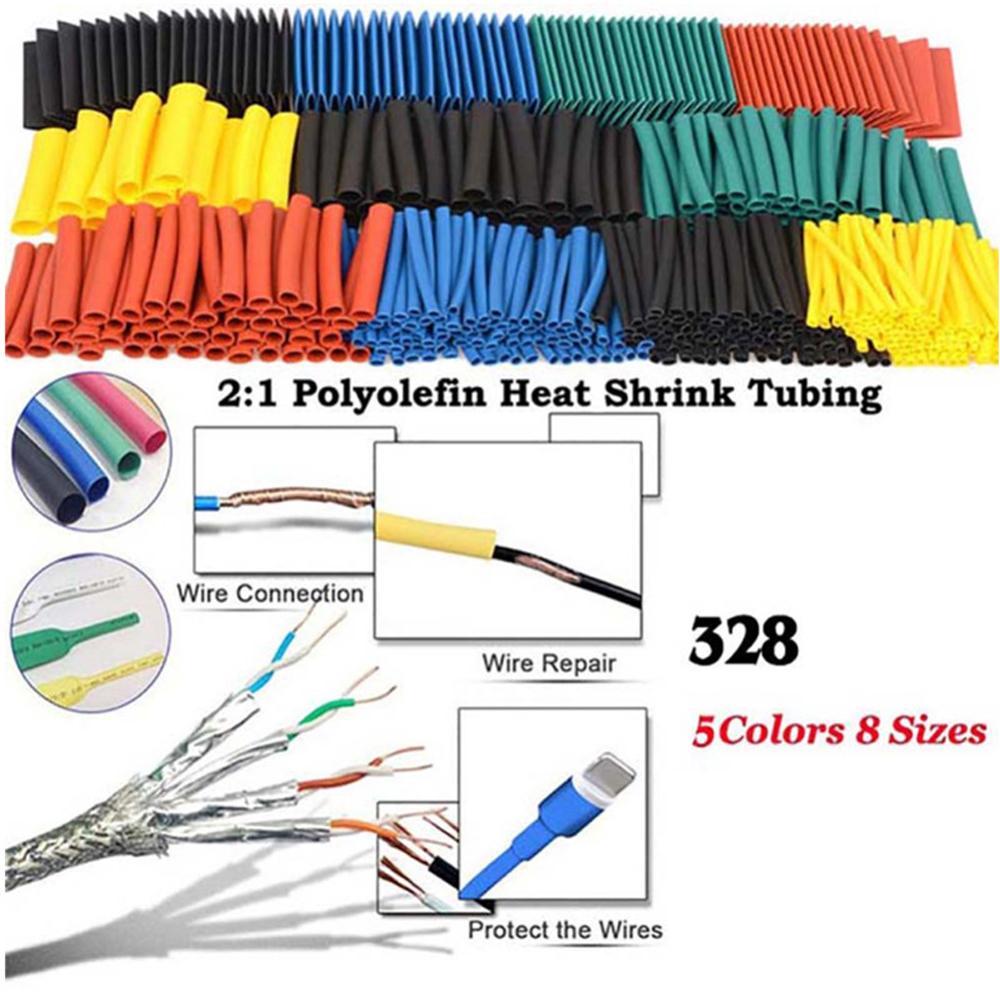 328-656pcs Heat-shrink Tubing Thermoresistant Tube Heat Shrink Wrapping Kit Electrical Connection Wire Cable Insulation Sleeving