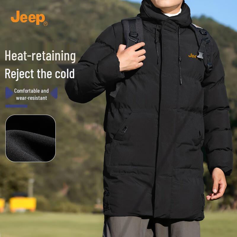 JEEP Men's Hooded Mid-Length Padded Winter Jacket