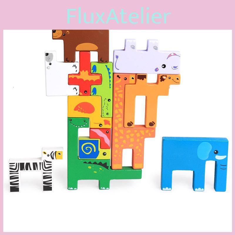 Wooden Creative Animal 3d Puzzle Blocks For Early Education Kids Gift