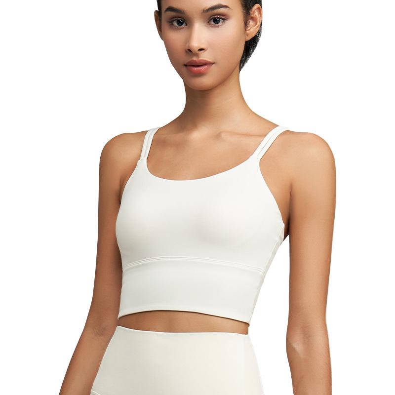 European-American Double Strap Yoga Camisole Bra with Fixed Cups
