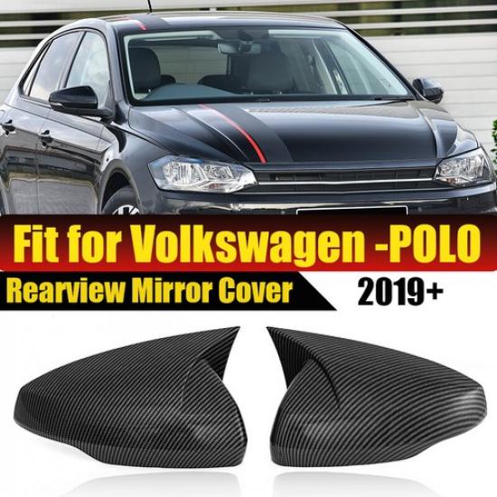 Carbon Fiber OX Horn Door Side Mirror Cover For Volkswagen VW POLO 2019-2023 BL