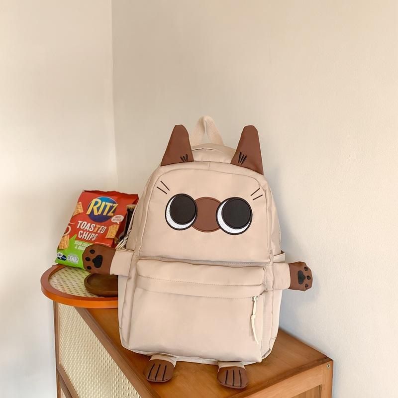School bag for junior high school students Cute kitten student backpack Ugly cute large-capacity school bag High school students backpacking