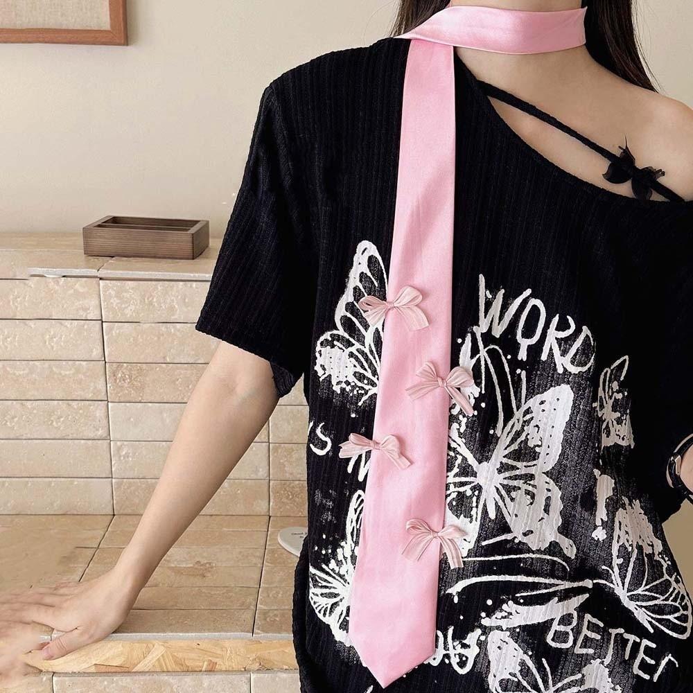 Multi-Use Satin Long Necktie Lace Narrow Long Scarf Korean Style Ribbon Bow Tie  Spicy Girl