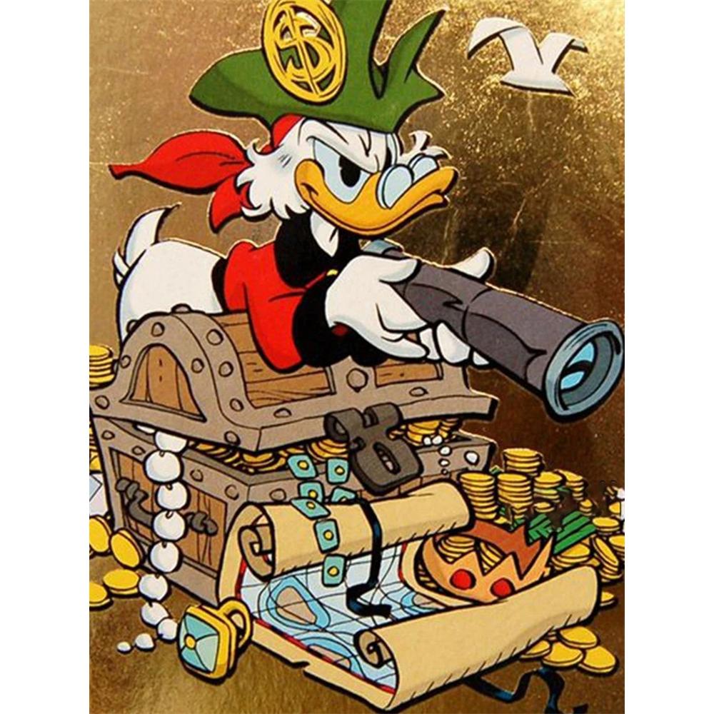 

Disney Diamond Painting Scrooge McDuck Pirate Theme Illustration Cartoon Diamond Painting Full Diamond Cross Stitch DIY Gift Home Decoration Round 20x30cm