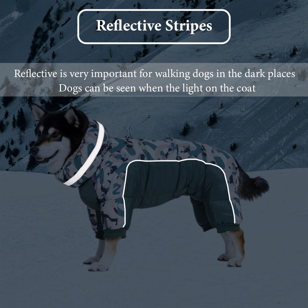 Waterproof Winter Dog Snowsuit, Fully Closed Belly Puffy Windproof Overalls For Outdoor Medium Male Female Dogs Pet Supplies