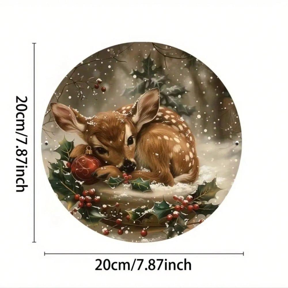 Vintage Christmas Deer Metal Sign Retro Wall Decor Farmhouse Holiday Art For Home Porch Bedroom